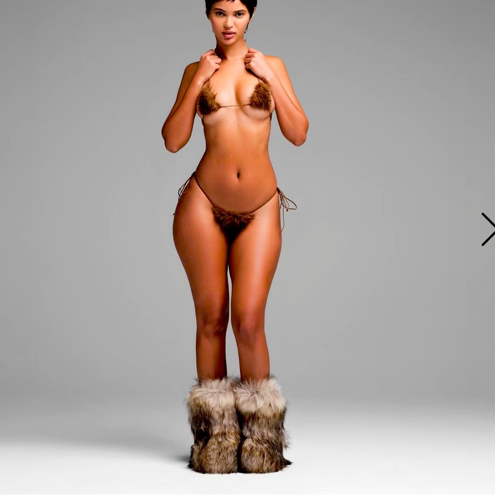 Faux Fur Boots in Brown and Tan